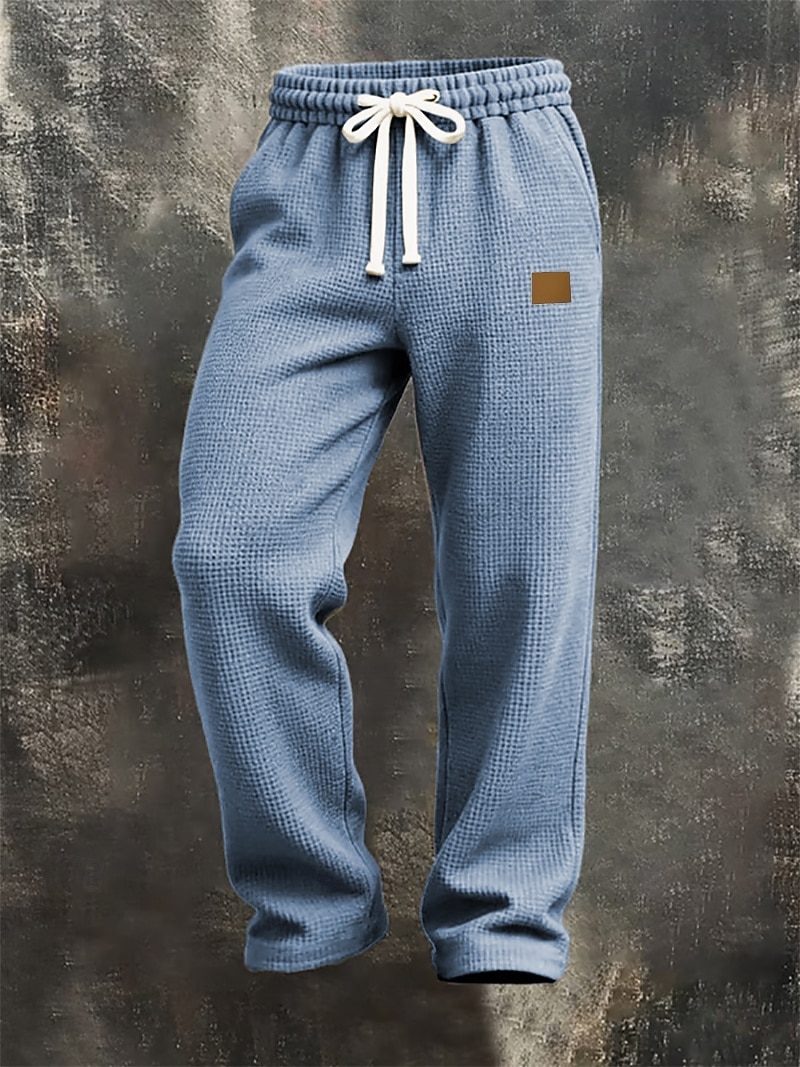 Homens Calças Esportivas Calças Calça Waffle Com Cordão Bolsos Cintura elástica Tecido Conforto Diário Esportes Moda Casual Marron Escuro Preto Micro-Elástica de 2026 por $22.99 –P11