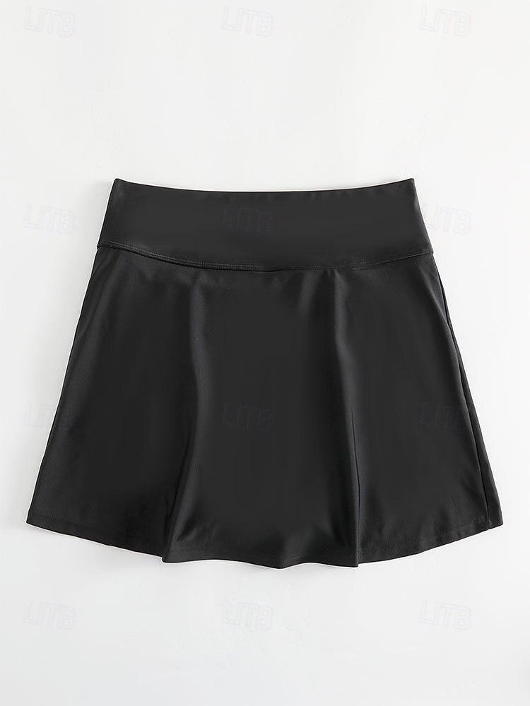 2026年 ウィメンズ ストレッチ ボクサーショーツ 水着 スカート付き ストレッチ ボクサーショーツ スカート ハイウエスト バケーション ビーチウェア 無地 ノースリーブ 水着  コレクション – $22.99 –P4