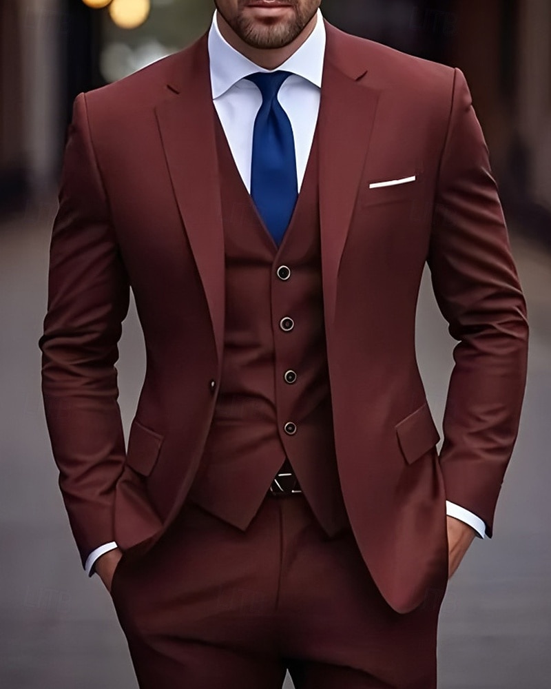 Ανδρικά Σακάκι+Γιλέκο+Παντελόνι Μπλέιζερ Στολές Επιχείρηση Κοκτέιλ Πάρτι Γαμήλιο Πάρτι 3 Κομμάτια Μοντέρνα Καθημερινό Άνοιξη Φθινόπωρο Πολυεστέρας Σκέτο Τσέπη Κουμπιά Άνετο Σταυρωτό Χρωματιστή ζακέτα 2026 - $106.99 –P9