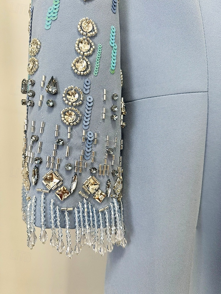 2026年 タイト／コラム フロア丈 イブニングドレス エレガント ハーフスリーブ クルーネック 結婚式 フォーマル ポリスター ととも​​に ビーズ  コレクション – $197.99 –P5