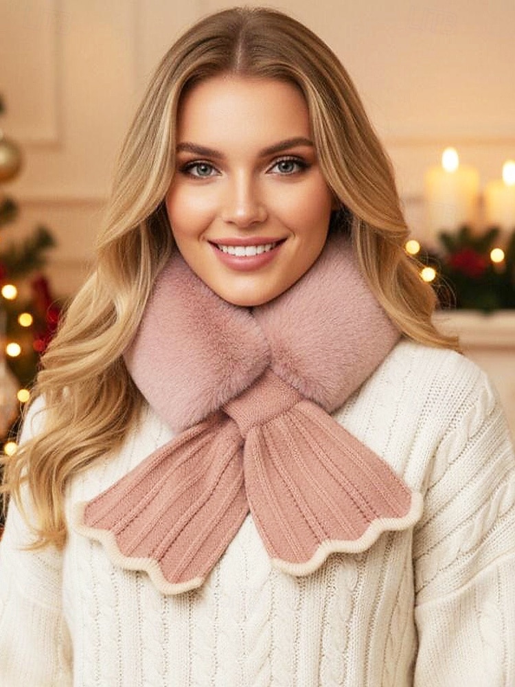 Weihnachtsschal aus Kunstpelz für Damen – weich und kuschelig, in verschiedenen Farben erhältlich, stilvolles Winteraccessoire für Weihnachtsfeiern, Veranstaltungen im Freien und kaltes Wetter 2026 - $11.99 –P2