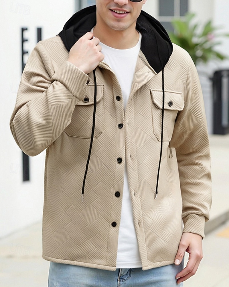 Homme Veste Légère Veste Décontractée Veste à Capuche Extérieur Occasionnel Avec Poches Automne Hiver Bloc de Couleur Streetwear Quotidien À capuche Régulier Noir Blanche bleu marine Kaki Grise Veste de 2026 ? $33.99 –P21