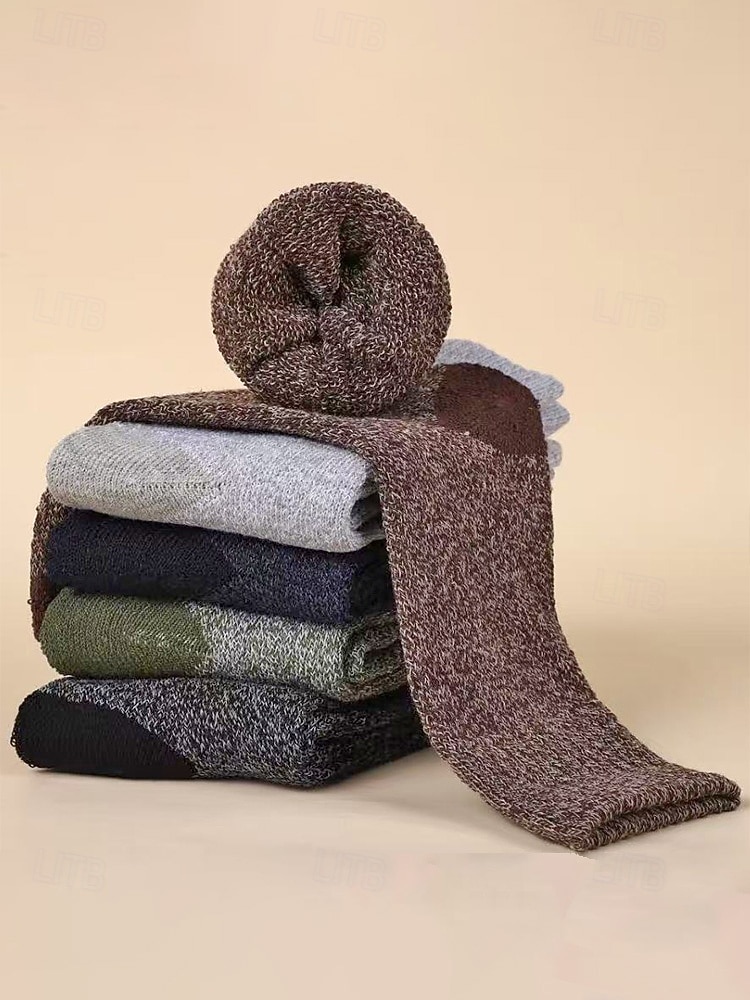 Pánské bavlněné termo ponožky - měkké, teplé, 5 párů, ideální na zimu, outdoorové aktivity a jako vánoční dárek 2026 - $14.99 –P6