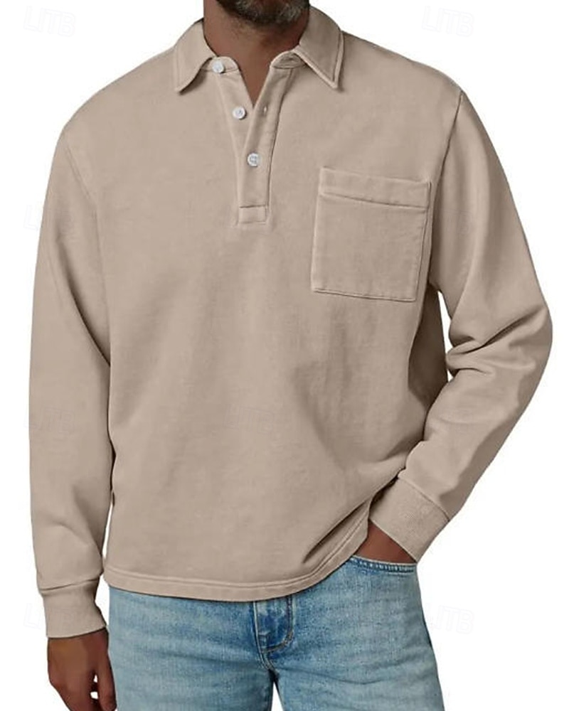 Per uomo Maglia da golf Polo da Golf Casuale Lavoro Bavero Manica Lunga Essenziale Moderno Semplice Bottoni Tasca Frontale Primavera Autunno Vestibilità regolare Blu Nero Blu marino Viola Marrone del 2026 a $31.99 –P3