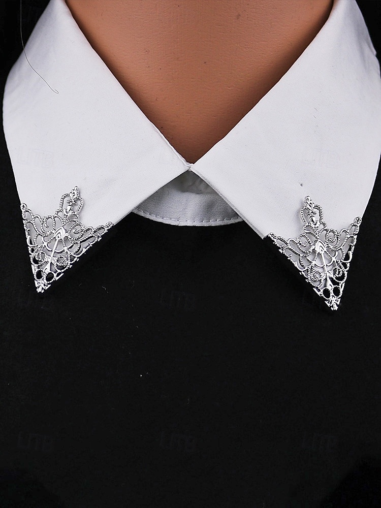 spilla con punte per colletto in lega da uomo: elegante design vintage con dettagli in cristallo, disponibile in più colori, perfetta per eventi formali e abbigliamento da lavoro del 2026 a $7.99 –P3