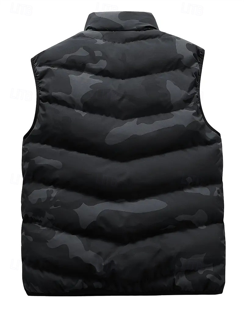Homens Colete puffer Colete Gilet Férias Diário Encontro Moda Casual Outono & inverno Bolsos Poliéster Manter Quente Confortável Côr Camuflagem Zíper Colarinho Chinês Normal Preto Verde Tropa Cinzento de 2026 por $37.99 –P3