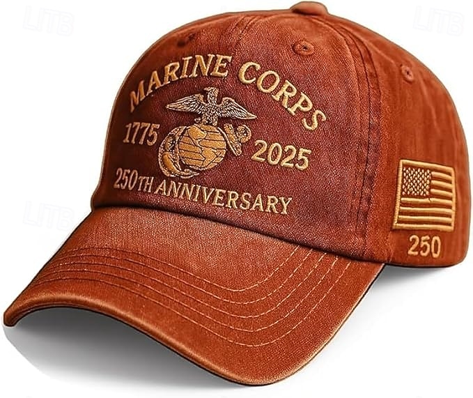 Til ære for 250-årsjubileet for USMC, retro vasket caps, USAs 250-årsjubileumshatt, marinekorps-baseballcaps, patriotisk gave til menn 2025 - $19.99 –P4