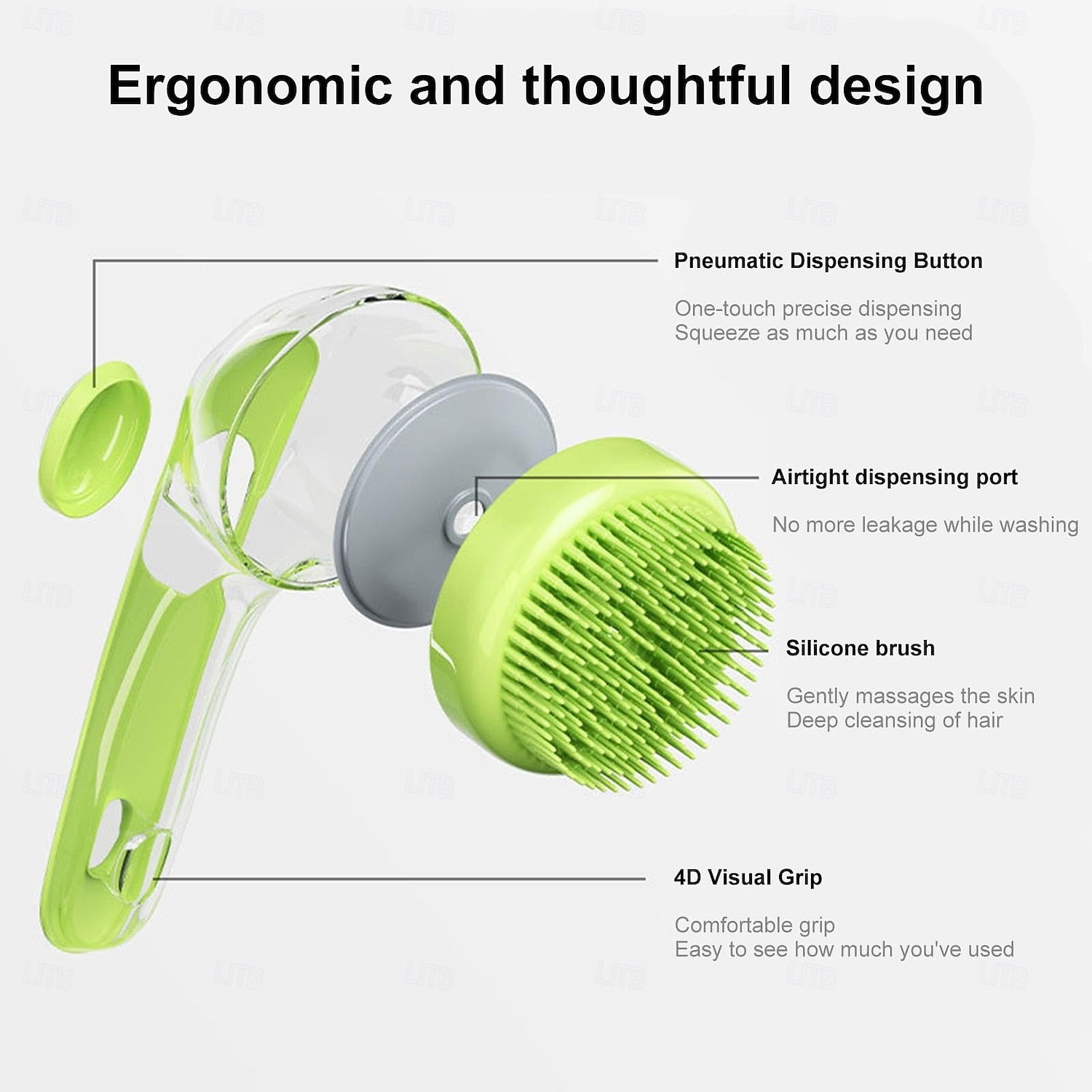 Escova de banho para cães com dispensador de sabonete, escova de massagem para shampoo com cabo longo para uso no chuveiro e limpeza diária. de 2026 por $9.49 –P5