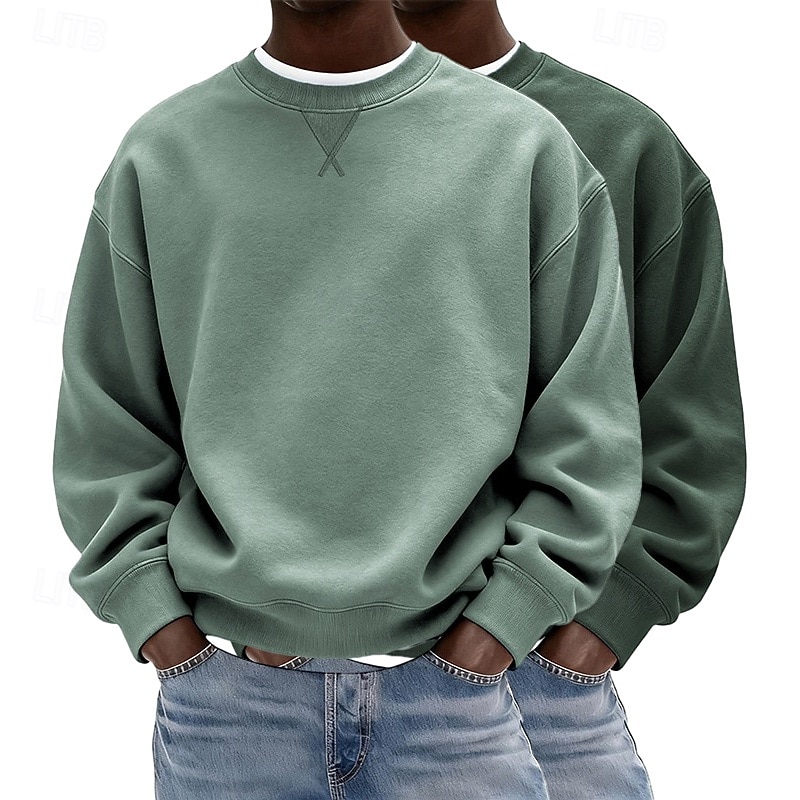 Herren Sweatshirt Pullover Lila + Blau Marineblau + Dunkelgrau Dunkelgrün + Gelb Hellgrün + Marineblau Hellblau + Hellgrün Rundhalsausschnitt Einfach Oversize Sport & Outdoor Lässig Täglich 2026 - $41.99 –P5