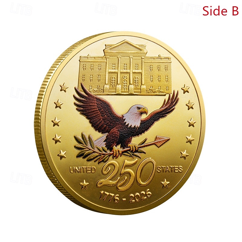 250th Anniversary Commemorative Coins - Golden American Flag & Liberty Bell Design Collectible Coins, Durable Metal Anniversary Coins for Display, Collectors Patriotic Semiquincentennial 2026 - $15.99 –P10