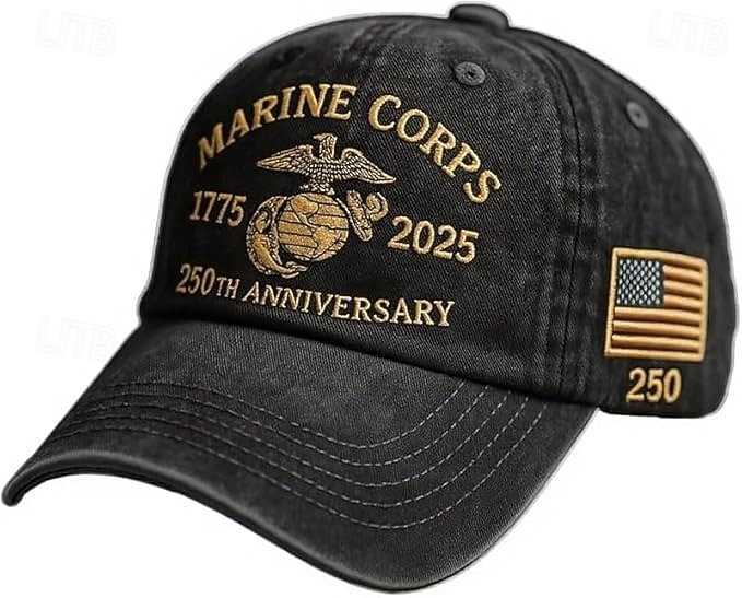 Til ære for 250-årsjubileet for USMC, retro vasket caps, USAs 250-årsjubileumshatt, marinekorps-baseballcaps, patriotisk gave til menn 2025 - $19.99 –P2