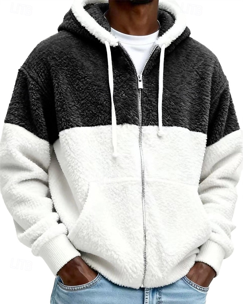 Per uomo Felpa con cappuccio Felpa con cappuccio a zip intera Felpe con cappuccio e zip Felpa con cappuccio in pile Nero Blu Reale Grigio Con Cappuccio Blocco di colori Patchwork Tasca Quotidiano del 2026 a $34.99 –P1