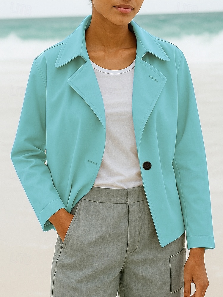 Mulheres Blusão Jaqueta casual Para Noite Botões Tecido Confortável Moda Ajuste Largo agasalhos Manga Longa Primavera Azul Céu S de 2026 por $24.99 –P2