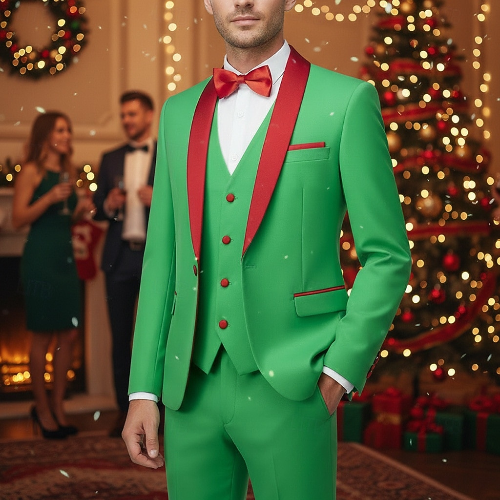 Herren Smokings Partyanzüge Lässig Schwarz Weiß Frühling, Herbst, Winter, Sommer Anzug Schalkragen Mode Party Patchwork Figurbetonter Schnitt 3-teilig Einreiher - 1 Knopf 2026 - $125.99 –P1