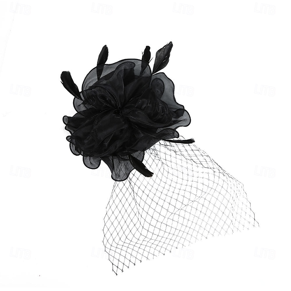 Ornamente de Cap Material Textil organza Pălărie Nuntă Petrecere ceai Cursă de cai cocktail Elegant Epocă Cu Pene Diadema Articole Pentru Cap 2026 - $16.49 –P3