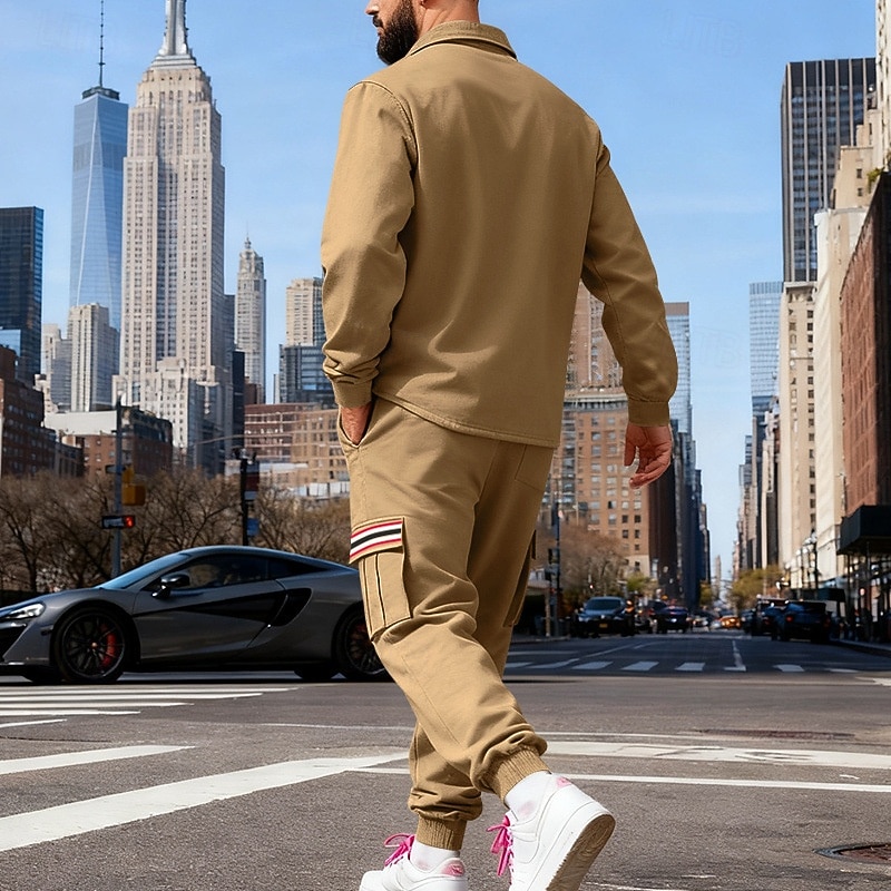 Ανδρικά Πουλόβερ Φόρμα Σετ ρούχων Jachetă Πέτο ΕΞΩΤΕΡΙΚΟΥ ΧΩΡΟΥ Καθημερινά Αθλητικά Κορδόνι Κουμπί επάνω Τσέπη Ταινία Μαύρο Ρουμπίνι Καφέ Πολυεστέρας Ρούχα Γυμναστικής Μοντέρνα Κομψό στυλ street 2026 - $55.99 –P18