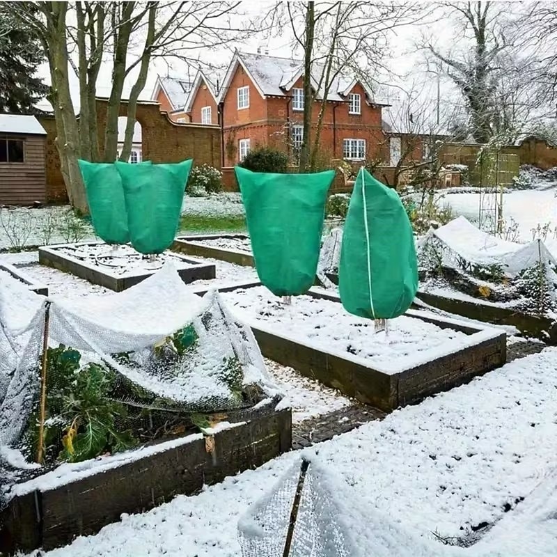 Conjunto de 3 capas protetoras para plantas contra geadas, grandes sacos verdes resistentes ao gelo com fecho de zíper e cordão, proteção de inverno para árvores e arbustos no jardim, ideais para de 2025 por $13.49 –P7