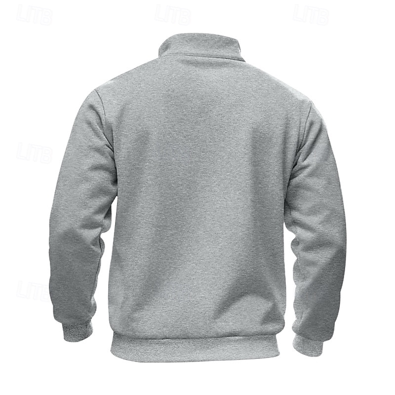Pánské Mikina Flísová mikina Svetr Čtvrtletní mikina na zip Velbloudí Světle šedá Stojáček Bez vzoru Klokaní kapsa Ležérní Denní Sporty a outdoor Šik ven Chladný Sportovní oblečení Podzim zima Jaro 2026 - $24.99 –P10