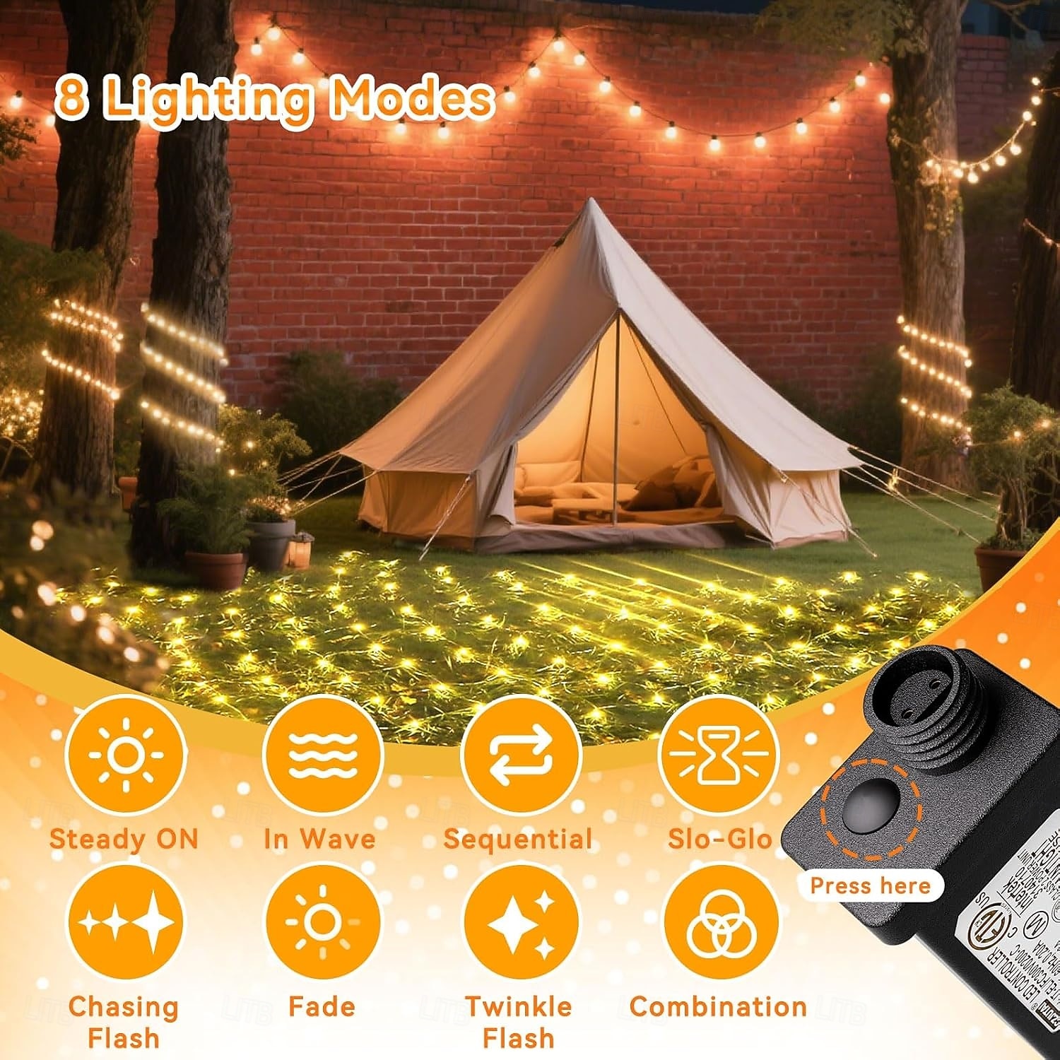 Сетчатые огни соединяемые водонепроницаемые гирлянды с прозрачным проводом с 8 режимами низковольтного безопасного подключения для внутреннего/наружного двора газона свадебного фестиваля декоративные 2026 - $19.99 –P5