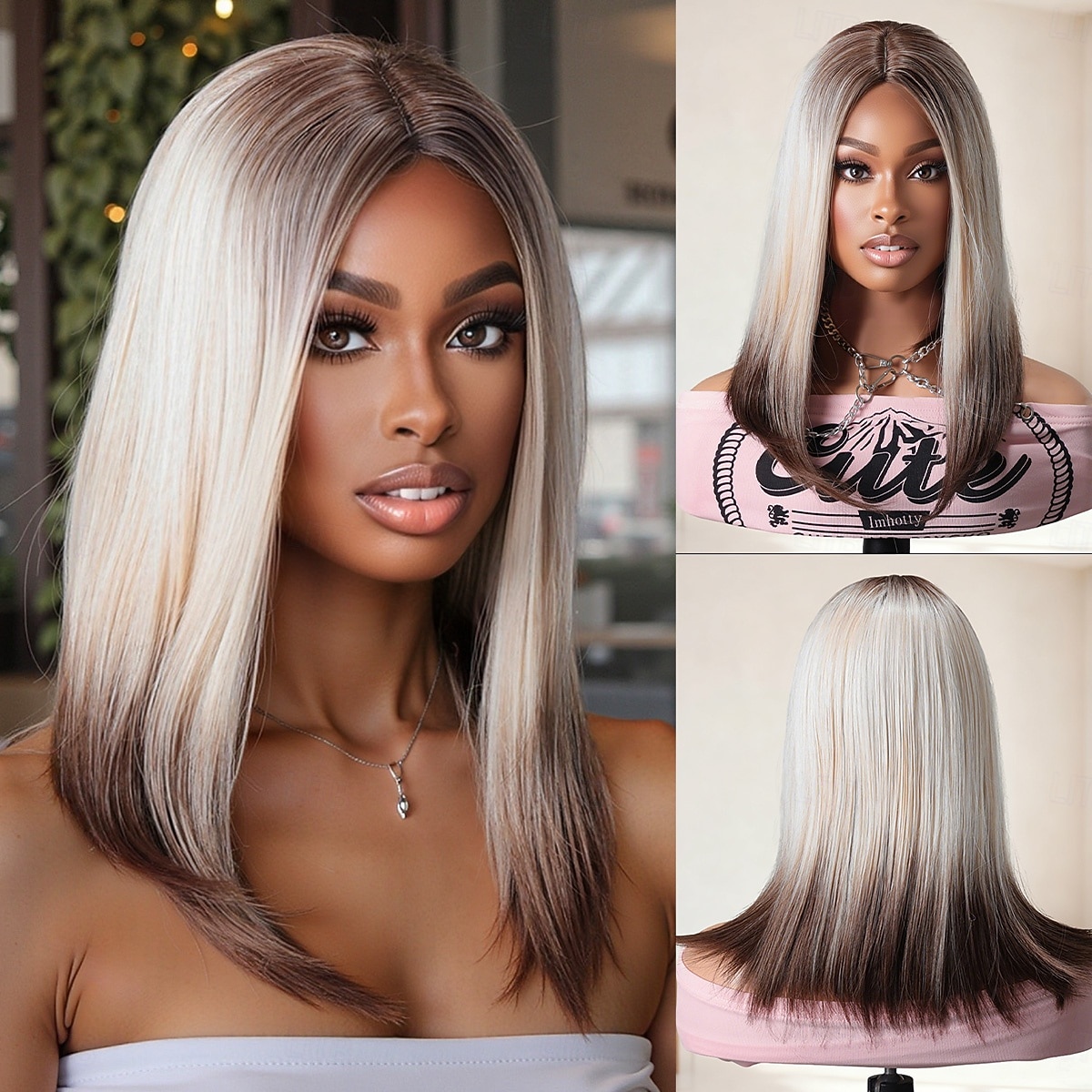 Парики из искусственных волос Прямой Естественный прямой Средняя часть Парик 16 дюймы Коричневый / Белый Искусственные волосы 16 дюймовый Жен. Мягкость Смешанные цвета 2026 - $39.99 –P1