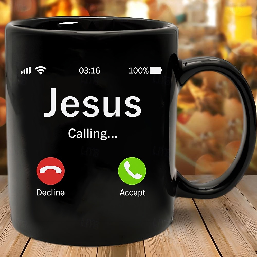 Rolig julklappsmugg Jesus kallar mugg kaffekopp meme present till män kvinnor tonåring trendig meme jultomtenmugg semesterfestpresent 2026 - $15.99 –P2