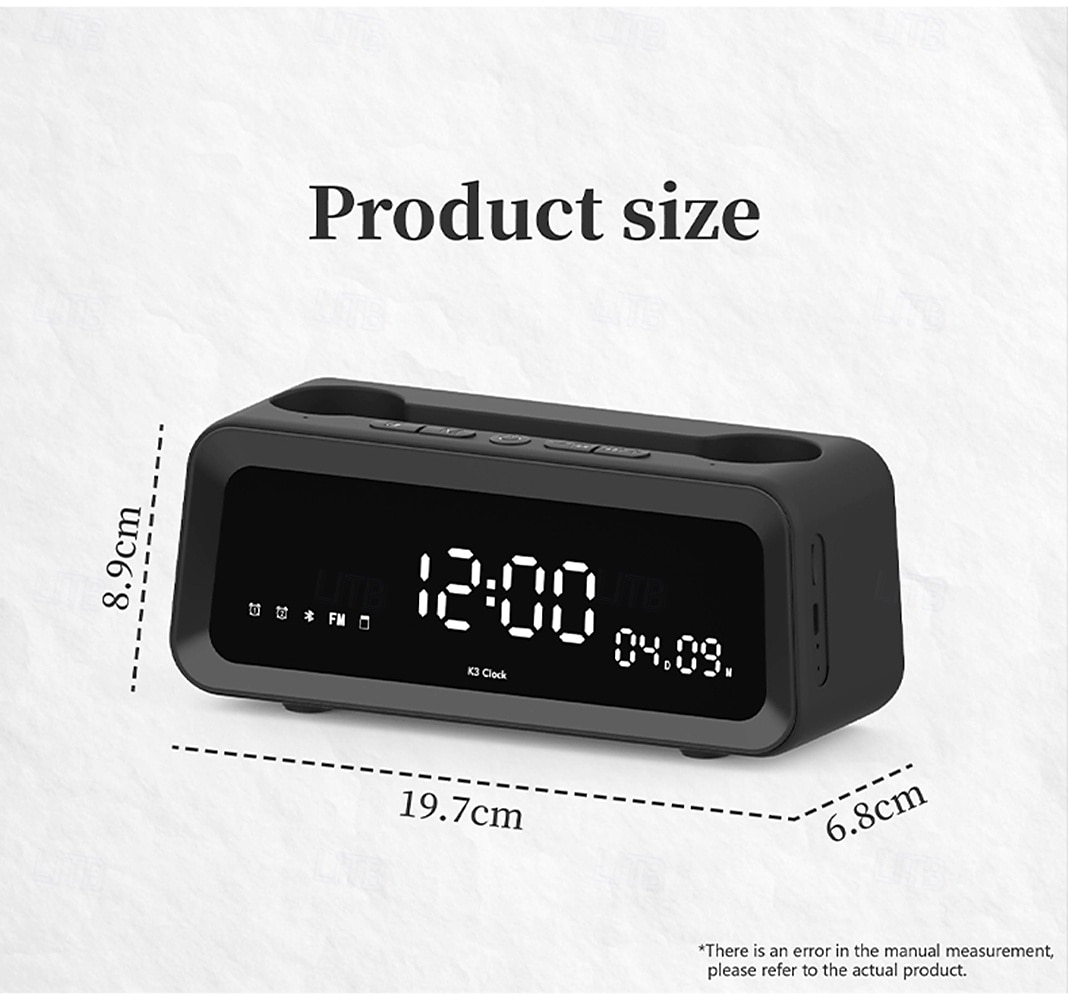 K3  Portable Wireless Speaker and Alarm Clock Bass 40-Hour Battery Life Dual-Mode Phone Stand/Bracket TF Card Player -C Dual Speakers Low Power Mode Compatible with Mobile Devices - Black/Whi 2025 - $25.99 –P10