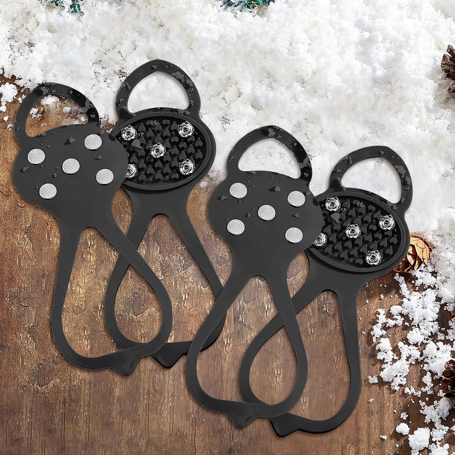 6 paia di ramponi da ghiaccio, ramponi da neve, ramponi da neve di grandi dimensioni, ramponi antiscivolo con 5 tacchetti, ramponi da neve universali per escursionismo e pesca sulla neve del 2026 a $20.99 –P7