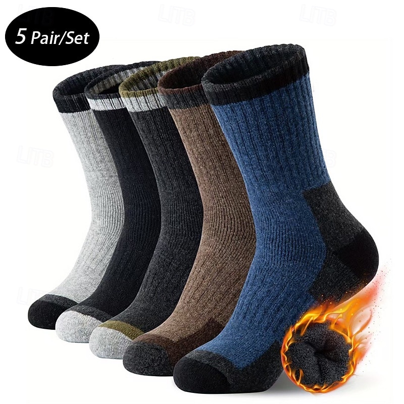 Herre 5 Par Sokker Joggesokker Hverdagssokker Vintersokker Multi Color Farge Fargeblokk utendørs Feriereise Dagligdagstøy Hold Varm Varm Høst Vinter Mote Gatemote 2026 - $18.99 –P1