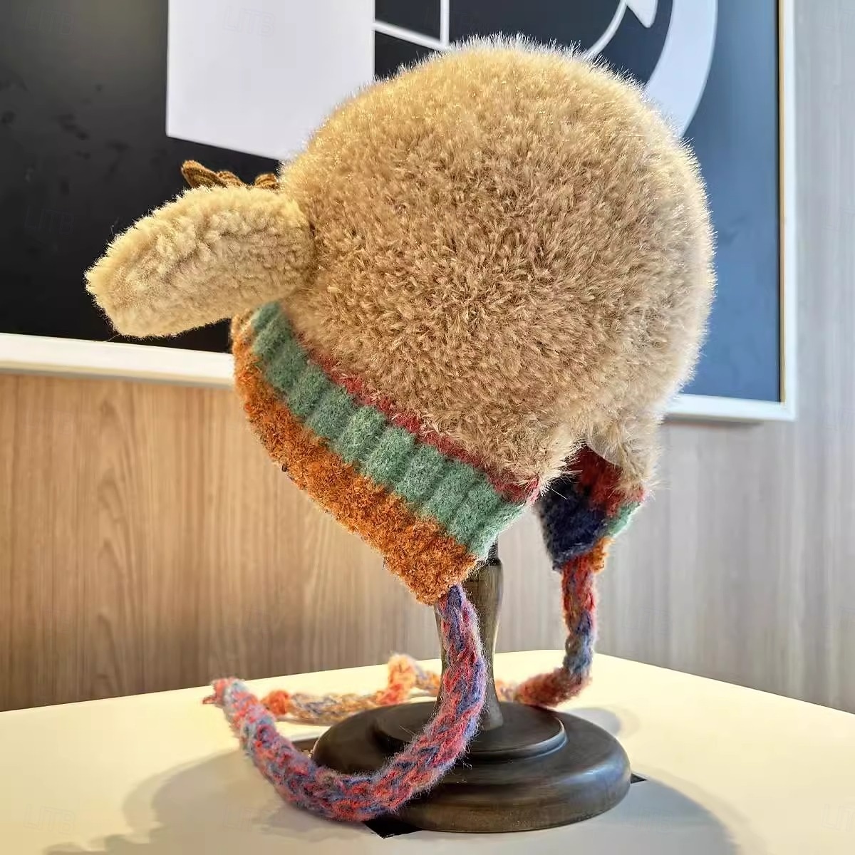 heklet vinterlue med fleecefor og reinsdyrgevir for dame &ører, myk varm skilue, fargerik flerfarget reinsdyrlue, myk fleeceforet heklet lue for barn og voksne, morsomt ferietilbehør 2026 - $19.99 –P4