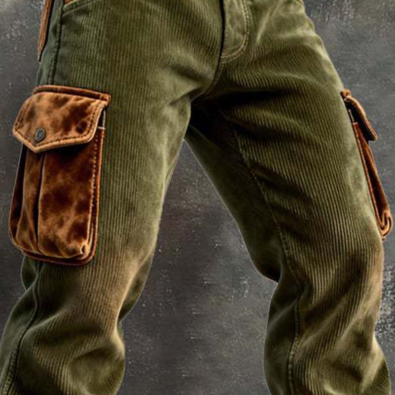 Homens Calças Cargo Calça cargo Calças de Veludo Calças de trabalho Calça casual Cintura elástica Bolso multi Perna reta Bloco de cor Retalhos Respirável Comprimento total Ao ar livre Casual Diário de 2026 por zł113.42 –P3