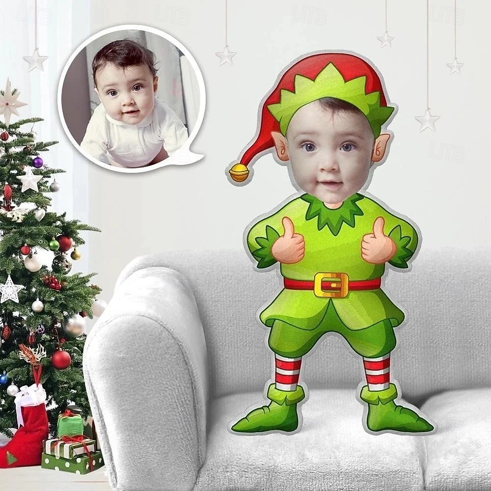 Персонализированная рождественская подушка с фотографией лица, креативная самодельная гуманоидная подушка, забавный подарок на день рождения для друзей, уникальная подушка с фотографией, 2026 - $11.99 –P1