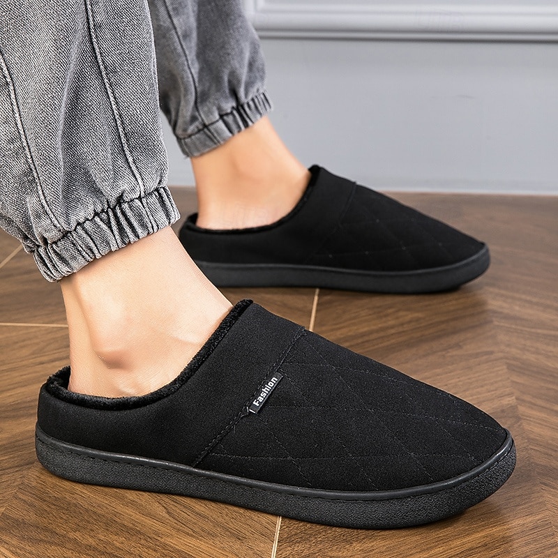 Per uomo Pantofole & Infradito Pantofole di peluche Foderato in pile Camminata Casual Quotidiano Pelle sintetica Caldo Confortevole Mocassino Nero Blu Inverno del 2026 a $24.99 –P5