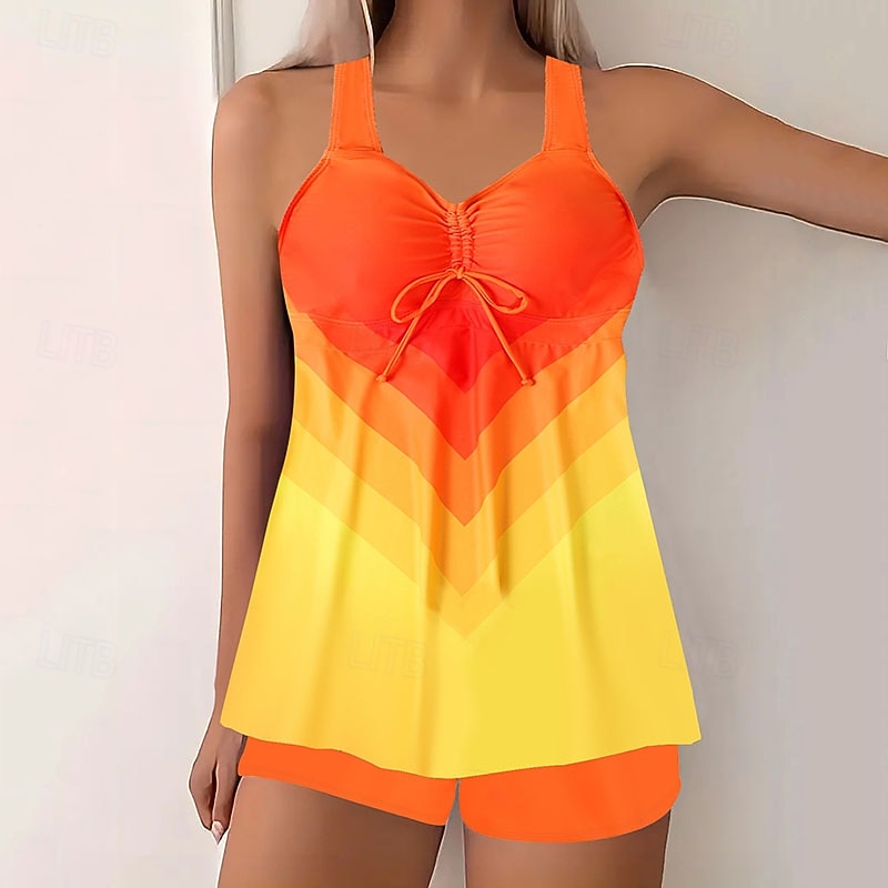 Mujer Bañadores 2 piezas Bermudas Traje de baño Espalda al Aire Vacaciones Ropa de playa Graphic Escote Redondo Sin Mangas Trajes de baño 2026 - $28.99 –P2