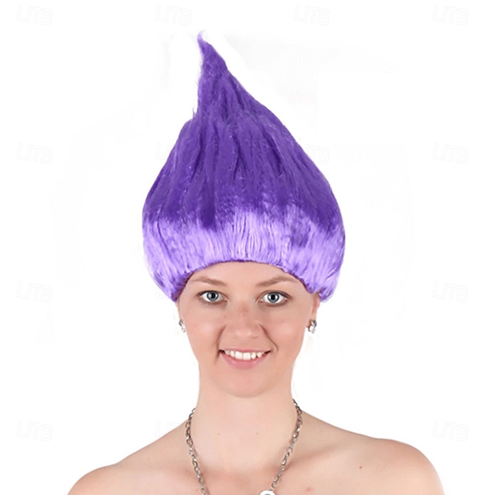 Peruca de Carnaval 2026 Rosa Vermelho Azul Liso Curto Peruca sintética para festivais Mardi Gras Parada Cabelo para fantasia de cosplay para Feminino de 2026 por $15.49 –P18
