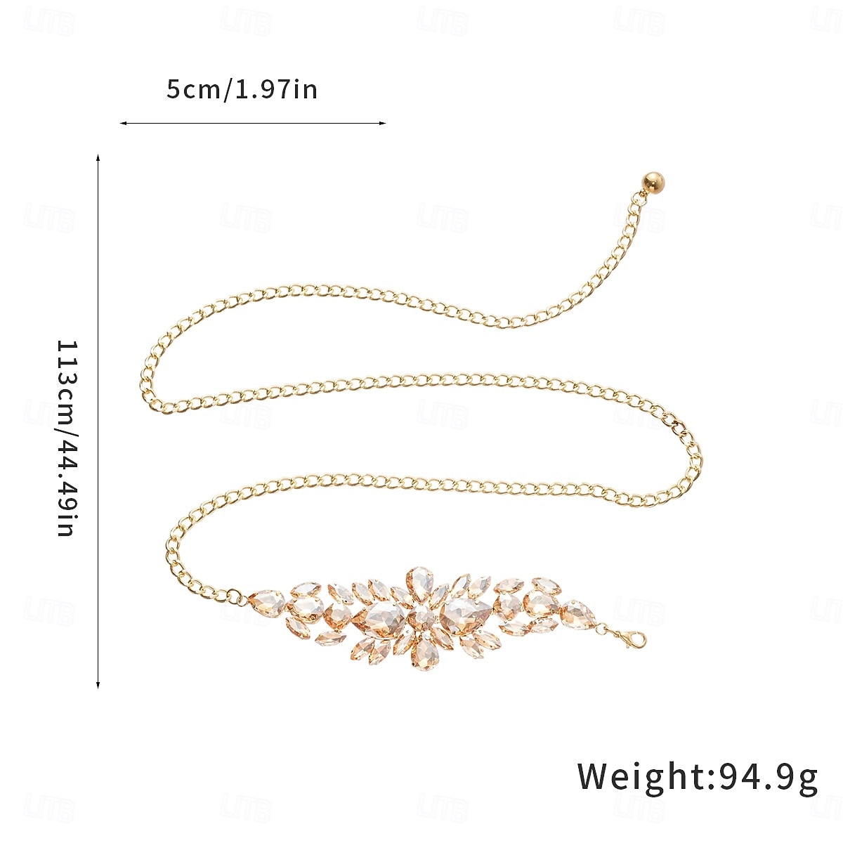 Cadena de cintura con cristales de estrás para mujer: un accesorio dorado brillante para fiestas elegantes de Año Nuevo y bailes. &eventos de baile formales 2026 - $11.99 –P1