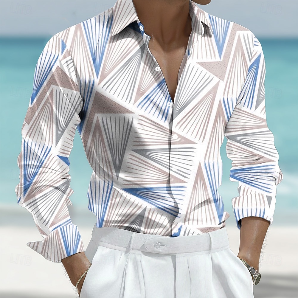 Per uomo Motivo Geometrico Arte astratta Camicia Camicia in raso Camicia elegante Manica Lunga Business Casual Vacanza Abbigliamento Quotidiano Estate Primavera Autunno Collo ripiegato Stampa 3D del 2026 a $29.99 –P3