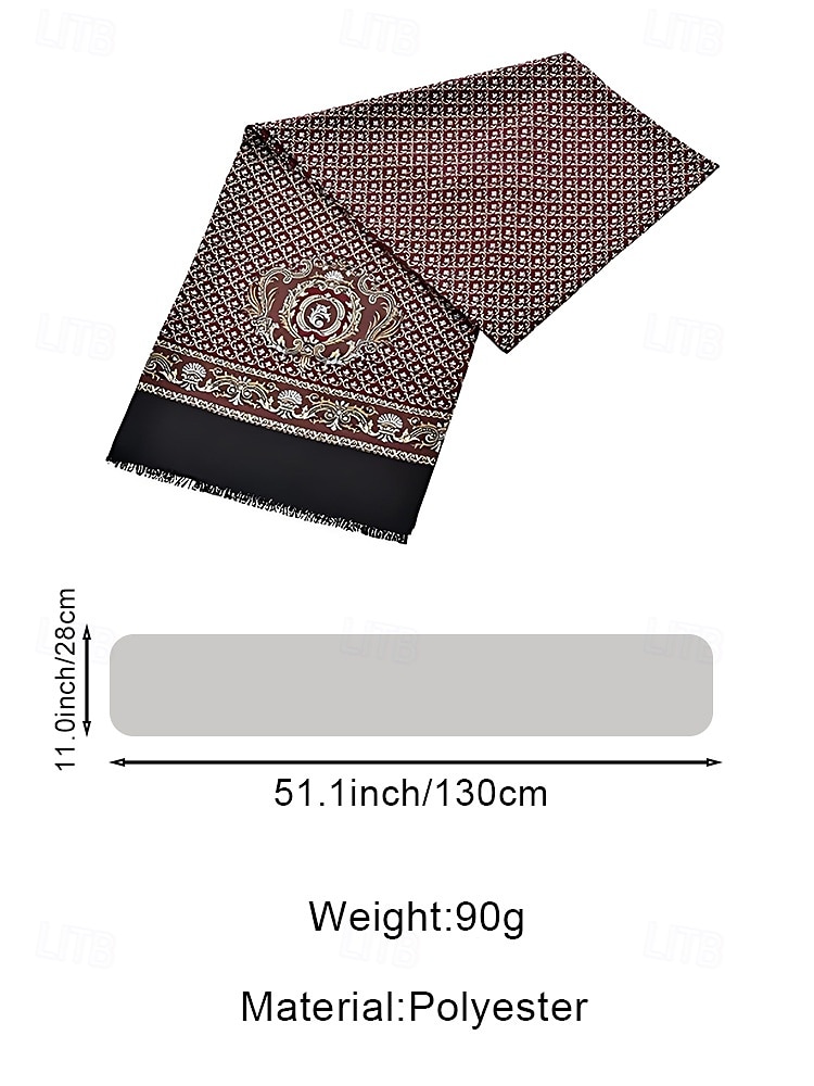 Polyester herensjaal met paisley-bloemenprint – elegant ontwerp, meerdere kleurmogelijkheden voor formele en informele gelegenheden 2026 - $14.99 –P9