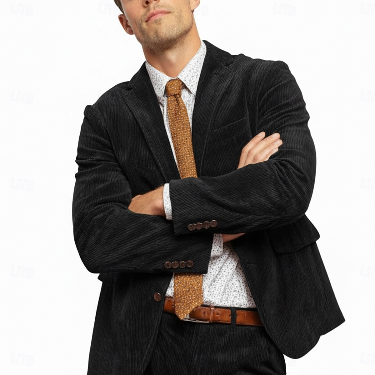 De los hombres Traje de pana Casual Negocio Negro Burdeos Otoño Traje Solapa de Pico Diario Negocios Color sólido A Medida Juego de 2 piezas Recto 2 botones 2026 - $119.99 –P3