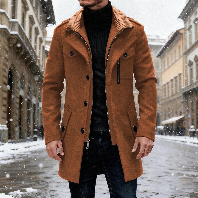 Per uomo Cappotto Invernale Cappotto di lana Cappotto Trench All'aperto Casuale Autunno Inverno Misto lana Calore Termico Capispalla Abbigliamento Moda Streetwear Semplice Tasca Collo ripiegato del 2026 a $72.99 –P11