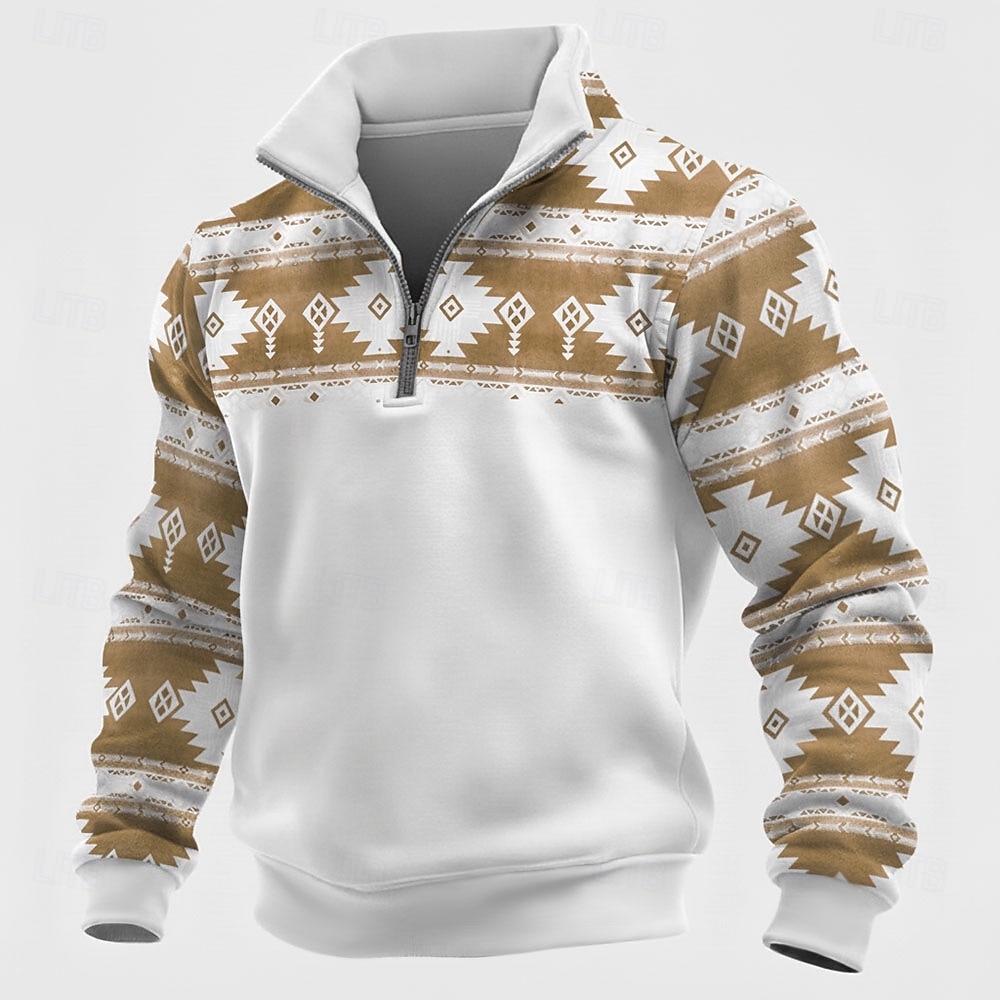 Pánské Etno Mikina Geleneksel Vintage Retro Stojáček Venkovní Práce Dar Vodní modrá Jezerní modrá Žlutá Rubínově červená Zip Podzim Zima Návrhář S M L XL XXL XXXL 2026 - $35.99 –P2