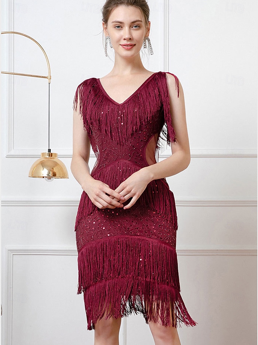 Roaring 20s 1920s Knee Length Flapper Dress Sleeveless The Great Gatsby Flapper Girl Sequins Fringe V Neck Fancy Dress Women's Christmas Carnival speakeasy Masquerade Retro Theme Party Adults Dress 2026 - $47.99 –P8