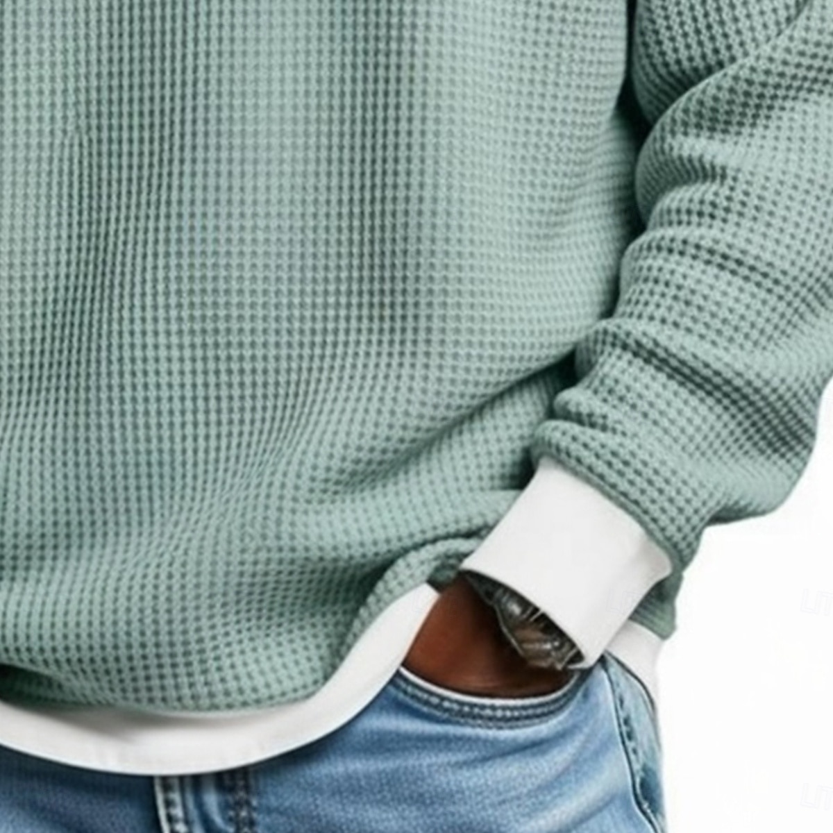 Муж. Футболка с вафельным рисунком Футболка Длинный рукав Половина молния Осень Наступила зима Сплошной цвет Традиционный / винтаж На каждый день Цветовые блоки Карман на молнии 2026 - $30.99 –P3