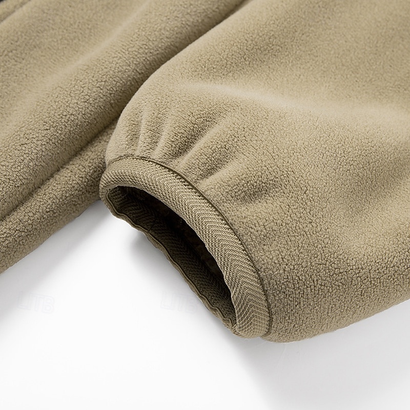 Voor heren Winterjack Fleecejack Vrijetijdsjas Vakantie Dagelijks Thermisch Warm Zak Fleece Herfst winter Effen Modieus Streetwear Opstaand Normaal Zwart Rood Khaki Leger Groen Donkerblauw Jacks 2026 - $41.99 –P11