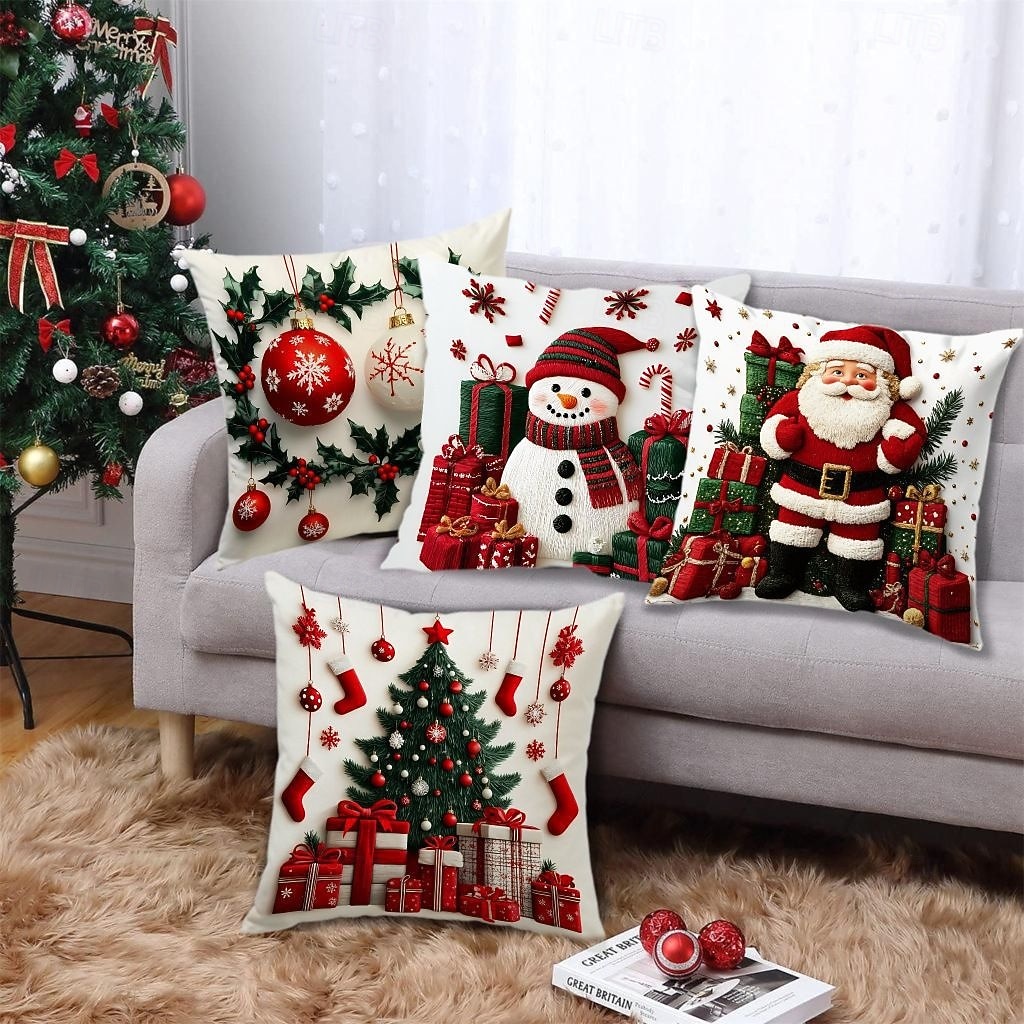 Housse de coussin bonhomme de neige de Noël, imprimée en 2D, douce et moelleuse, pour canapé, salon et décoration de Noël. de 2025 ? $9.99 –P7