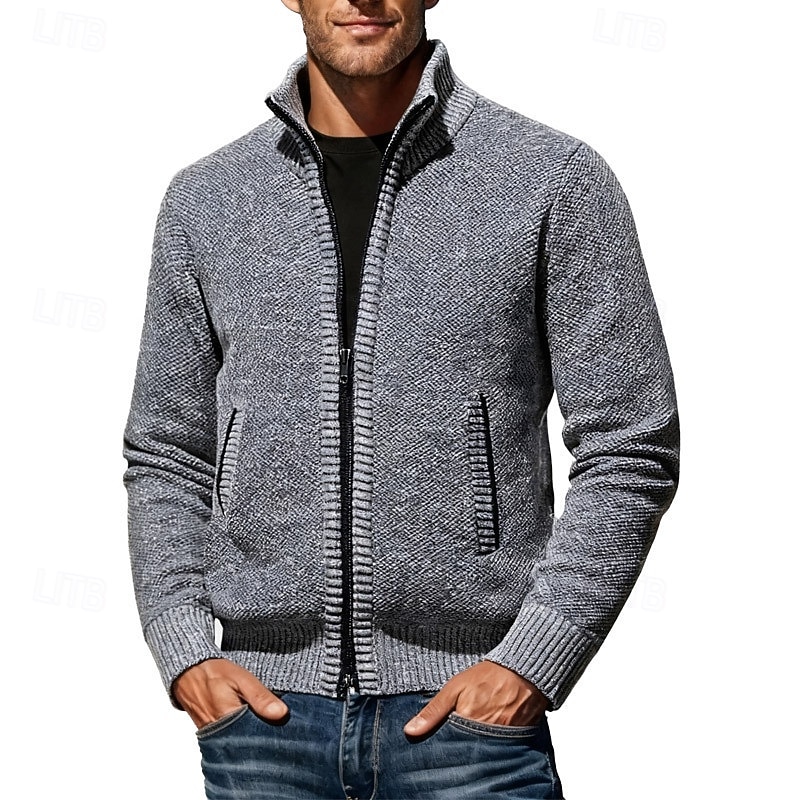 Herr Jacquard tröja Tröja Cardigan Tröja Ribbad Sticka Vanliga toppar Stickat Slät V-hals Semester Mode Företag Ledigt Kläder Vår & Höst Höst vinter Svart Vinröd M L XL 2026 - $30.99 –P3