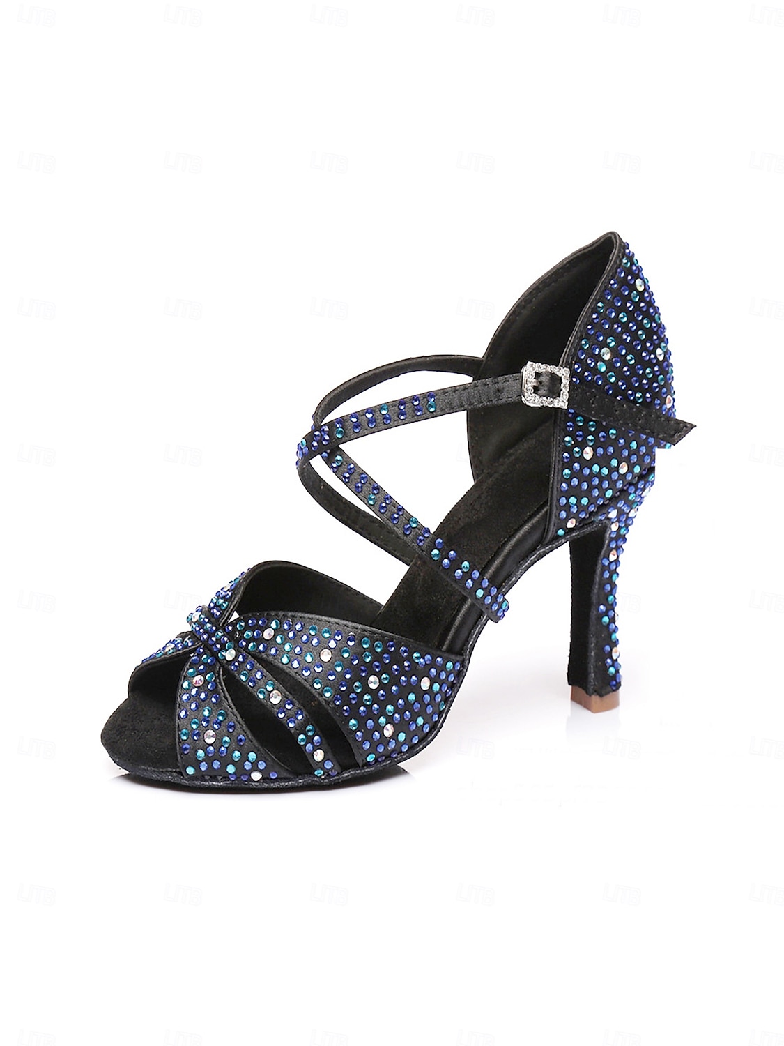 scarpe da ballo latino professionali da donna - sandali con tacco alto e cinturino in strass, suola flessibile &design con fibbia sicura per sala da ballo, salsa & prestazione del 2026 a $64.99 –P4