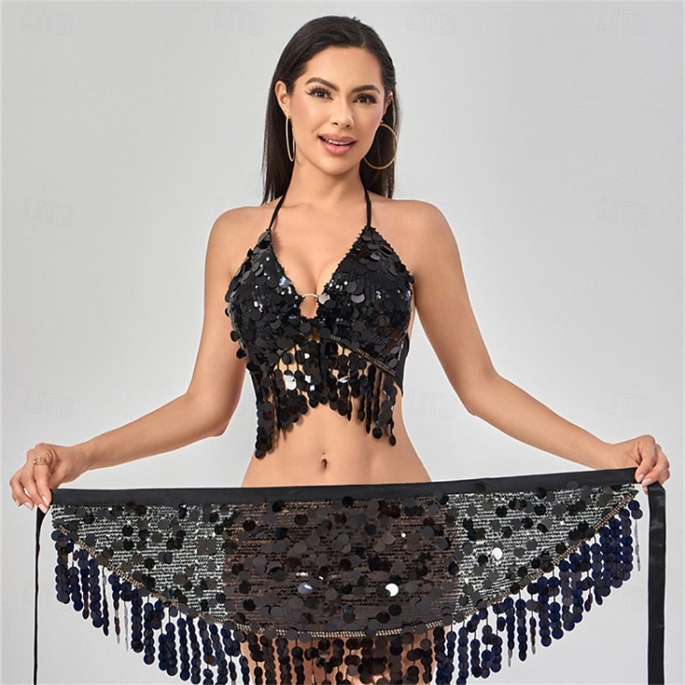 Samba Dancewear Carnaval Dans Rokken Franje Sequins Vrouwen Performanced Feestthema Feest Mouwloos Polyester Performanced Costume 2026 - $37.99 –P4