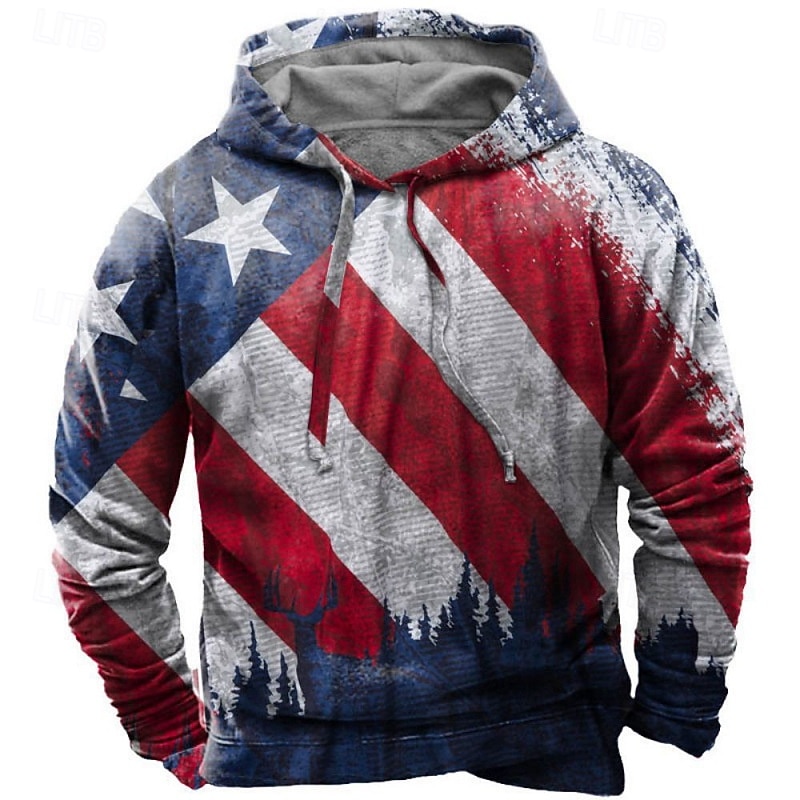 Per uomo Grafico Bandiera Americana Felpa con Cappuccio Felpa con cappuccio Felpa con cappuccio stampata Moda Streetwear Casual Vintage Retrò Con Cappuccio All'aperto Vacanza Uscire Rosso Cachi Blu del 2026 a $22.99 –P4