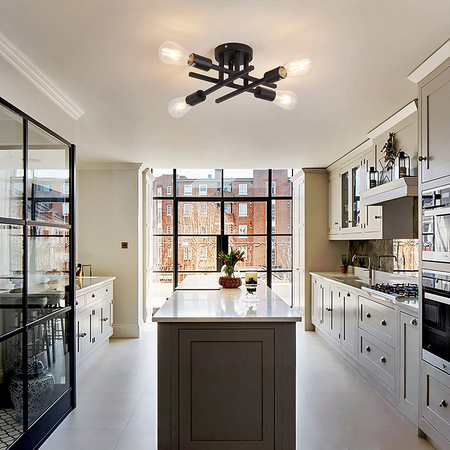 4-אור 6-אור 30 cm עיצוב קו מרובע נורות תקרה מתכת מסורתי / קלסי סגנון נורדי 110-265V 2026 - $79.99 –P2