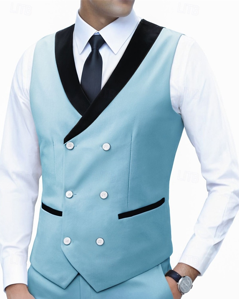 Ανδρικά Veste Γιλέκο Gilet Επιχείρηση Διακοπές Πάρτι Μοντέρνα Καθημερινό Άνοιξη Φθινόπωρο Τσέπη Κουμπιά Πολυεστέρας Άνετο Σκέτο Σταυρωτό Λαιμόκοψη V Κανονικό Θαλασσί Μαύρο Λευκό Ρουμπίνι Γιλέκο 2026 - $35.99 –P1